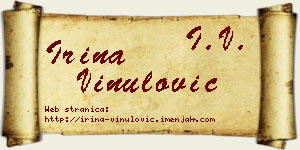 Irina Vinulović vizit kartica